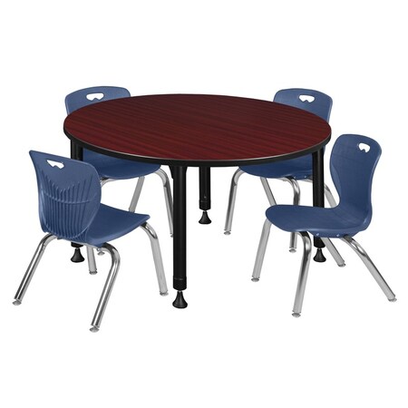 Regency Tables > Height Adjustable > Round Table & Chair Sets, 48 W, 48 L, 23-34 H, Mahogany TB48RNDMHAPBK45NV